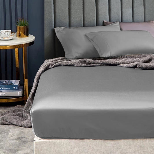 Ramesses 1500TC Elite Egyptian Cotton Sateen Fitted Sheet Combo Set Grey King Single