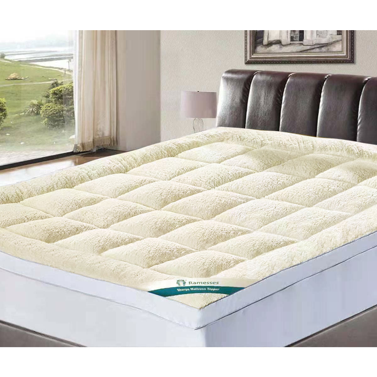 Ramesses 1600GSM Sherpa Winter Mattress Topper Queen