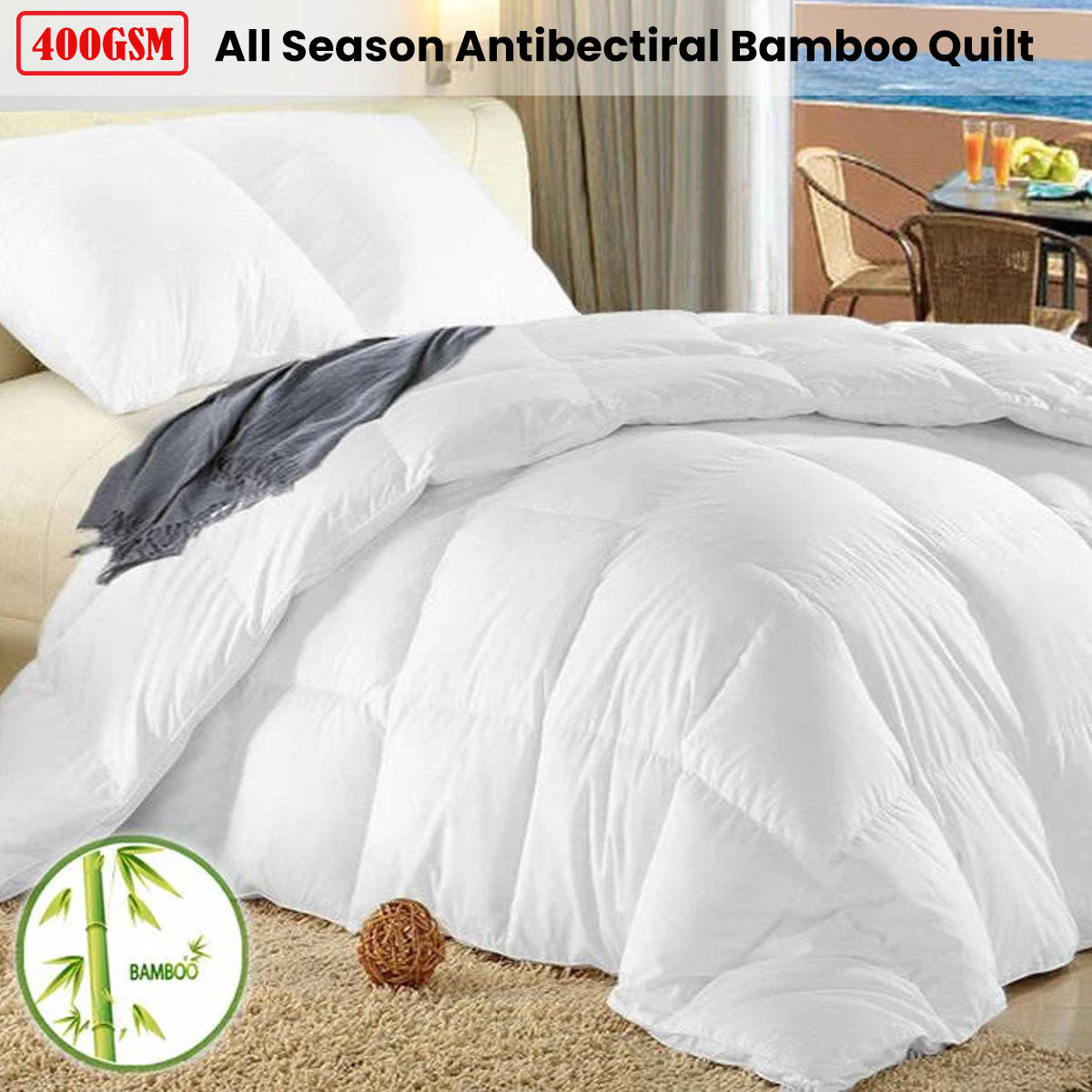 Ramesses 400GSM All Season Antibectiral Bamboo Quilt Queen