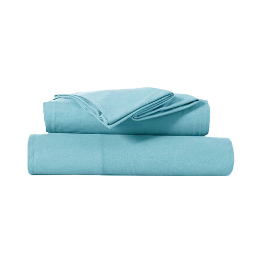 Kingtex Ultra-Soft Micro Flannel Sheet Set 40 cm Wall Aqua King Single