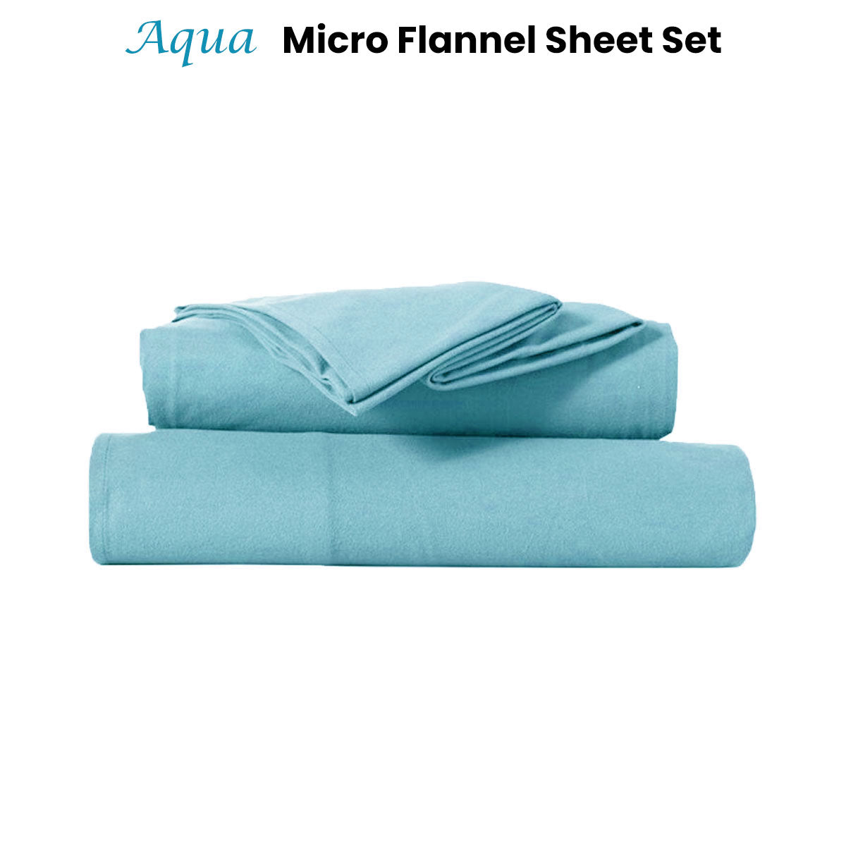 Kingtex Ultra-Soft Micro Flannel Sheet Set 40cm Wall - Aqua King Single