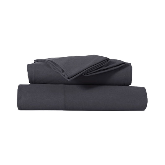 Kingtex Ultra-Soft Micro Flannel Sheet Set 40 cm Wall Charcoal Queen