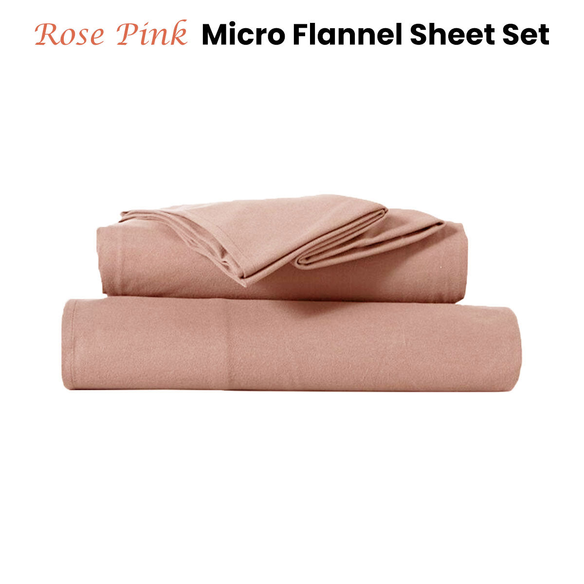 Kingtex Ultra-Soft Micro Flannel Sheet Set 40cm Wall - Rose Pink King Single