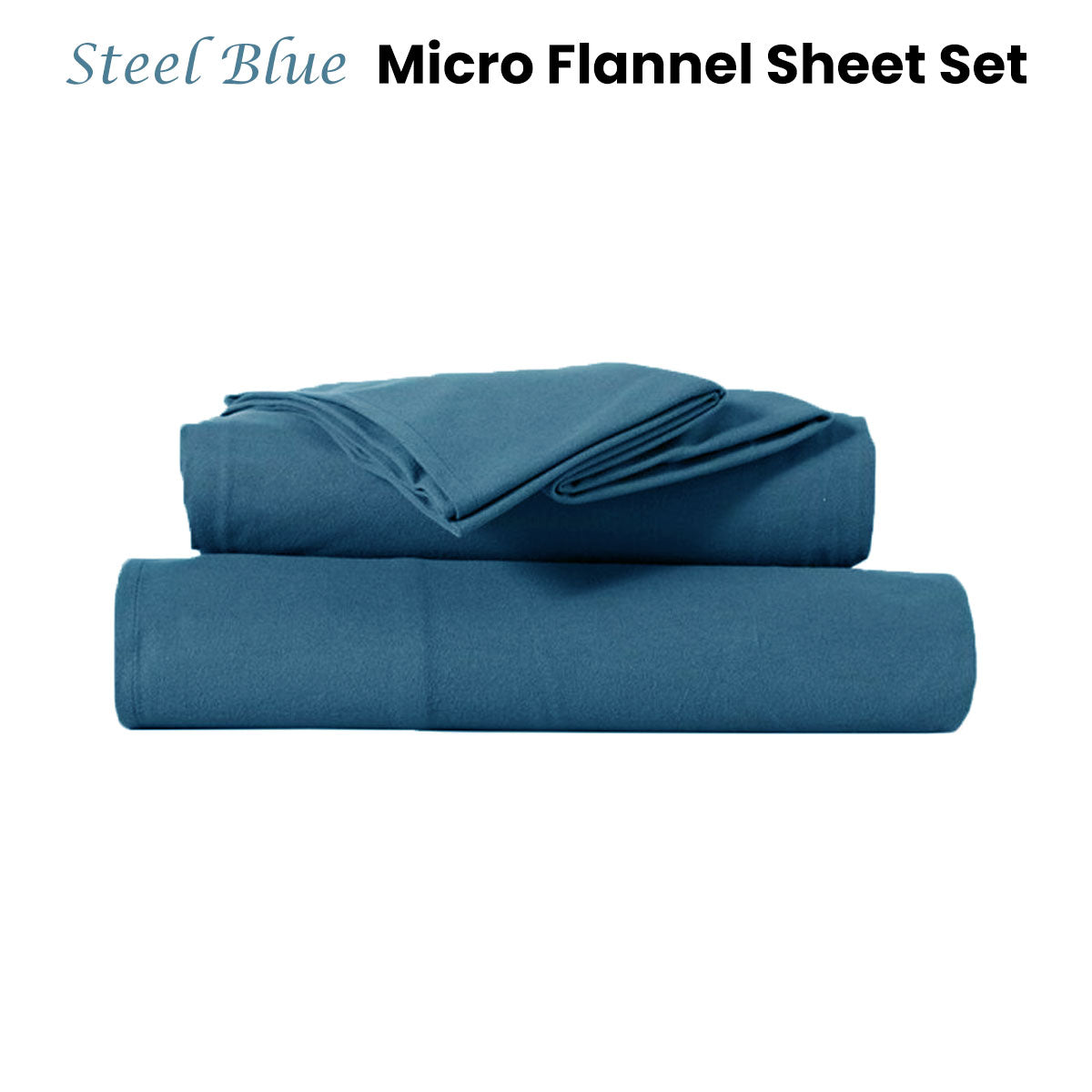 Kingtex Ultra-Soft Micro Flannel Sheet Set 40cm Wall - Steel Blue Single