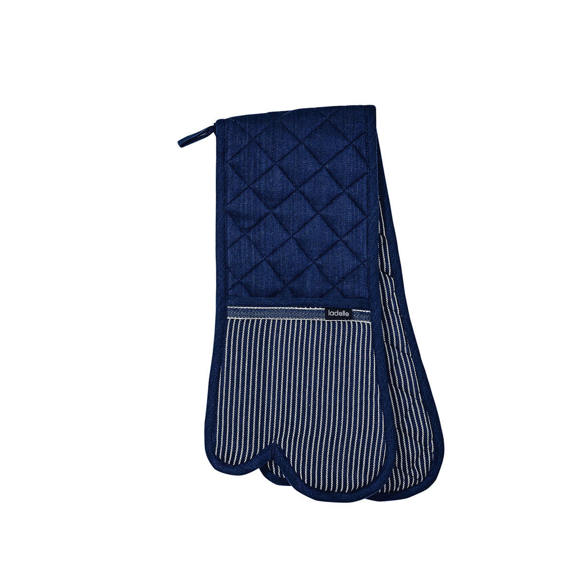 Ladelle Professional Series Stripe Navy Double Oven Mitt 20 x 94 cm