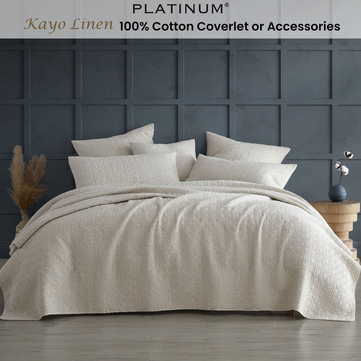 Platinum Collection Kayo 100% Cotton Coverlet Single/Double