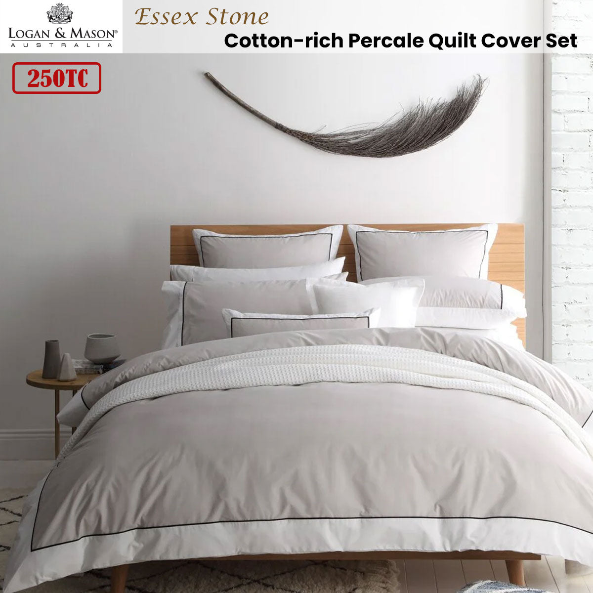 Logan and Mason Essex Stone Cotton-rich Percale Print Quilt Cover Set King