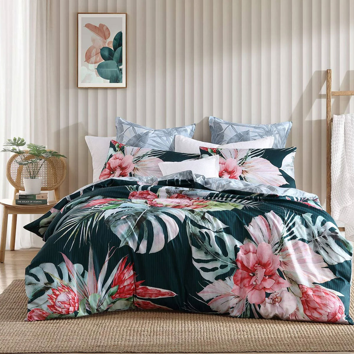 Logan and Mason Petra Teal Cotton-rich Percale Print Quilt Cover Set Super King