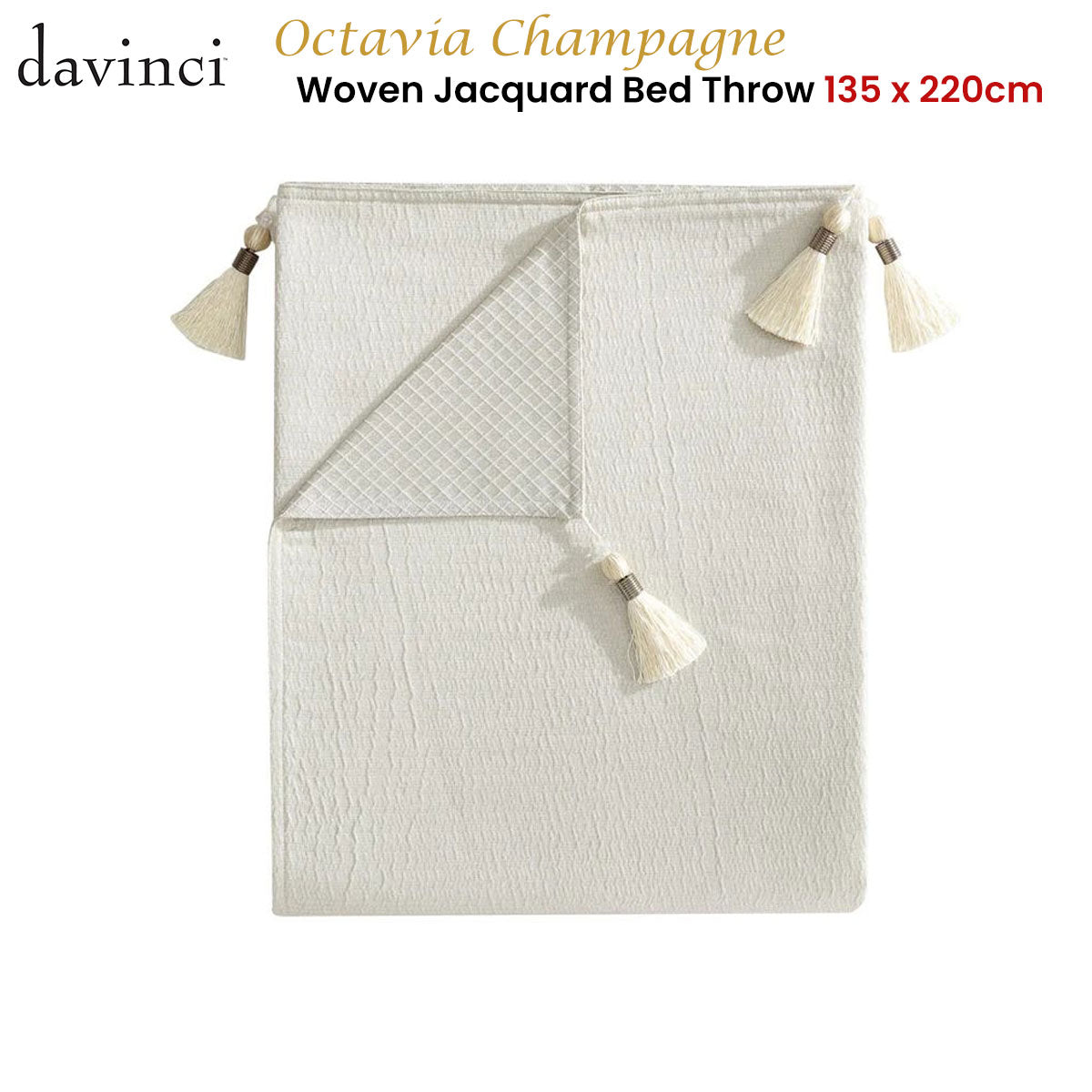 Octavia Champagne Woven Jacquard Bed Throw 135 x 220 cm