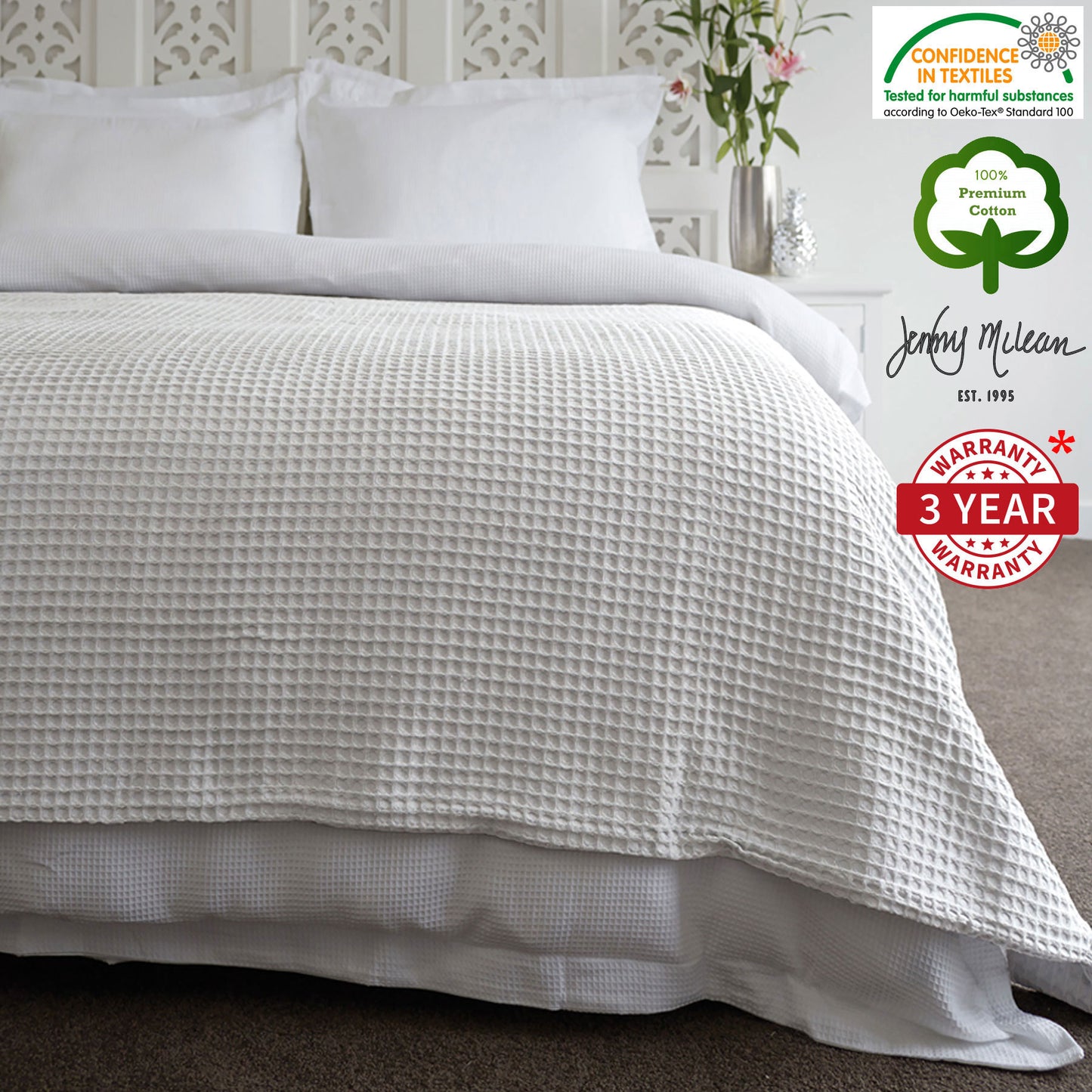 Ardent Premium Super Soft Cotton Waffle Blanket White Queen