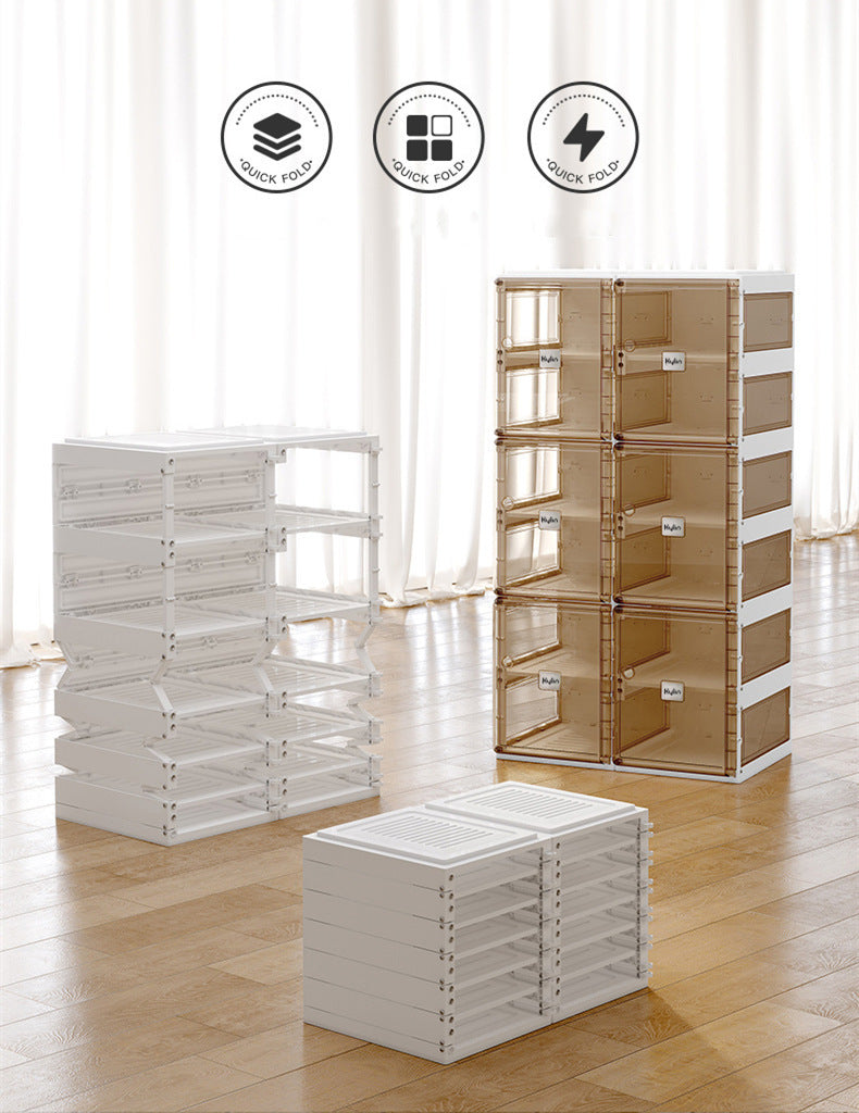 Kylin Cubes Storage Folding Shoe Box With 2 Column & 20 Grids & 10 Brown Door