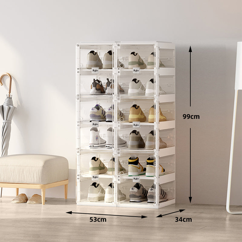 Kylin Cubes Storage Folding Shoe Box With 2 Column & 12 Grids & 6 Clear Door