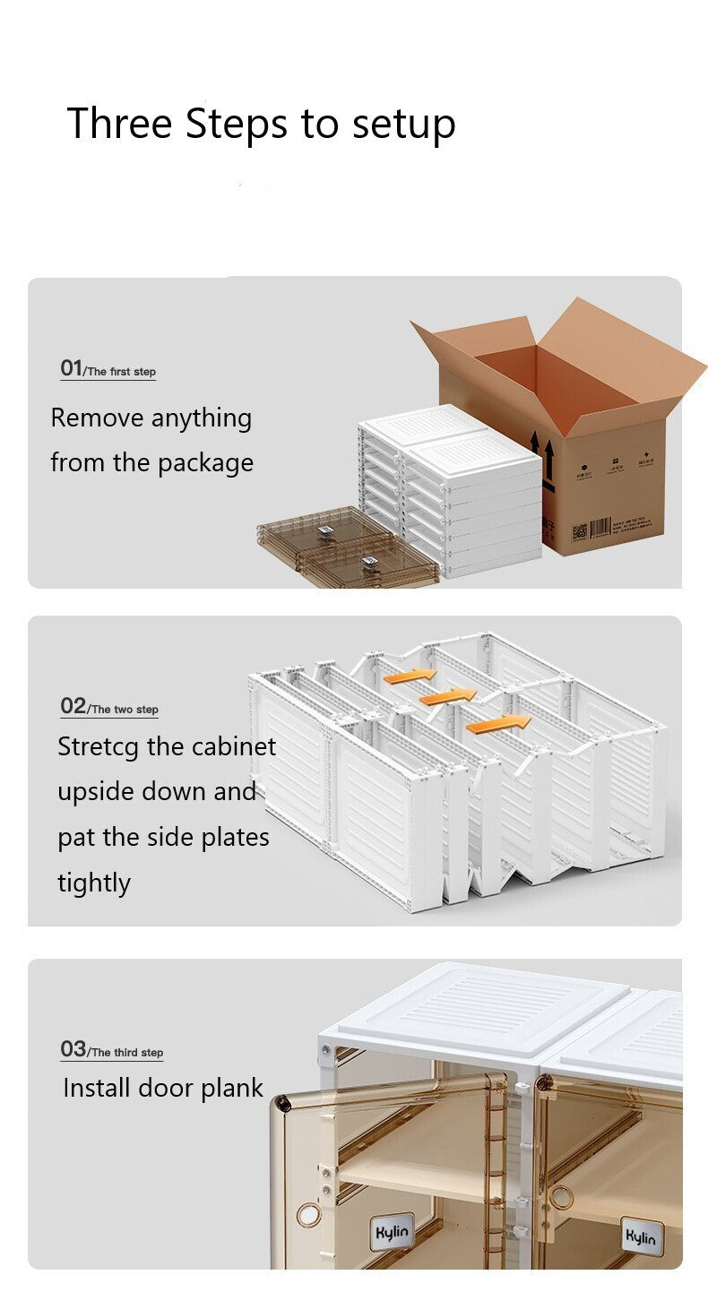 Kylin Cubes Storage Folding Shoe Box With 2 Column & 12 Grids & 6 Clear Door