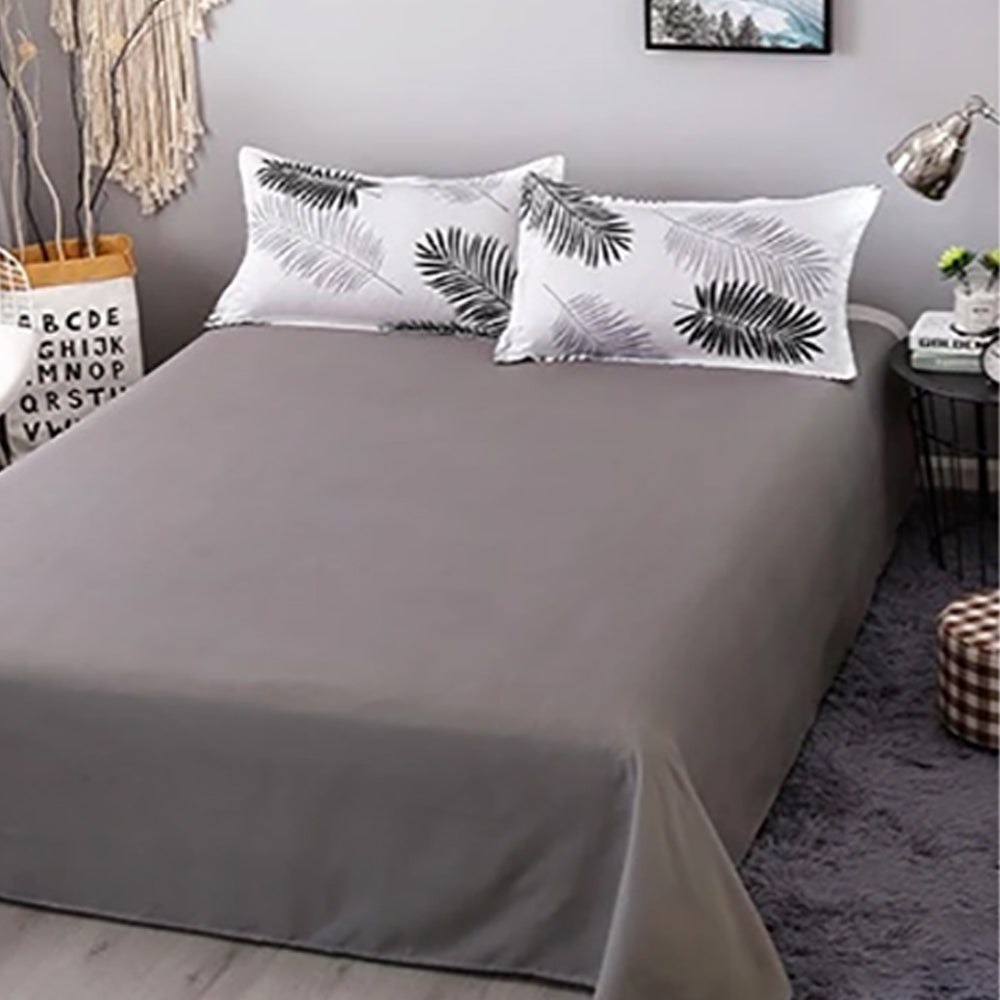 Bedding Set Palm Leaves Pattern Aloe Cotton Flat Sheet Quilt Cover Pillowcases 4pcs King