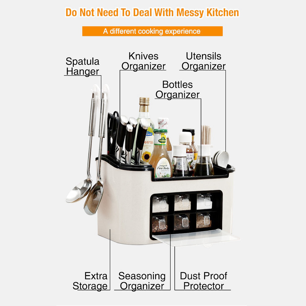 Multifunction Kitchen Utensils Condiment Storage Rack Seasoning Storage Box