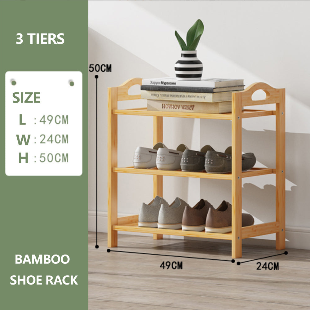 Multi-layers Bamboo Shoe Rack Storage Organizer Wooden Flower Stand Shelf(4 Layers)