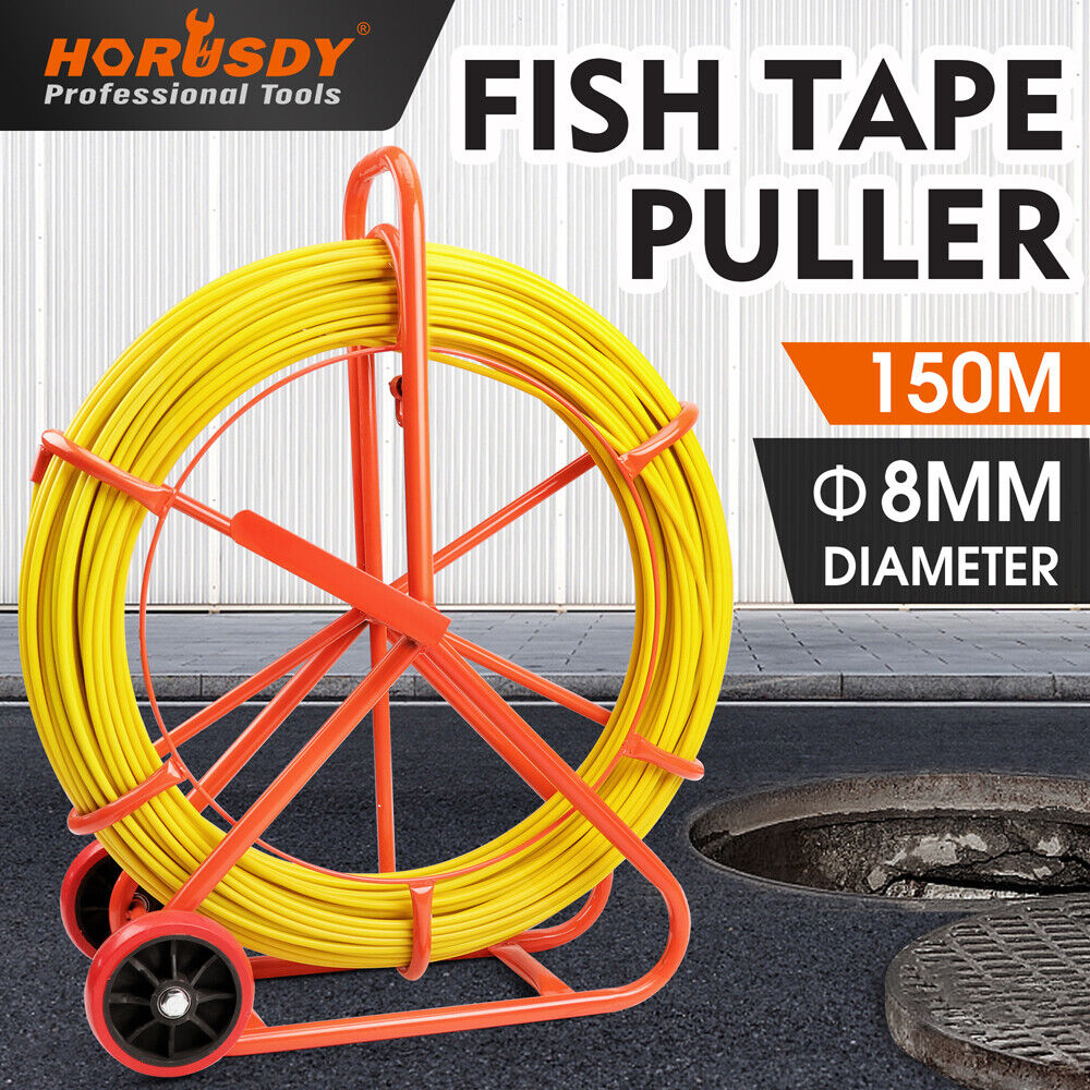 150M√ó8MM Fish Tape Puller Fiberglass Wire Cable Running Duct Rodder Heavy Duty