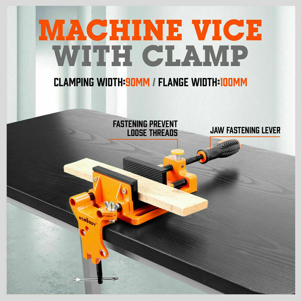 90mm Drill Press Bench Vice Quick Release Clamp Jaw Soft Grip Hand Pads Woodwork