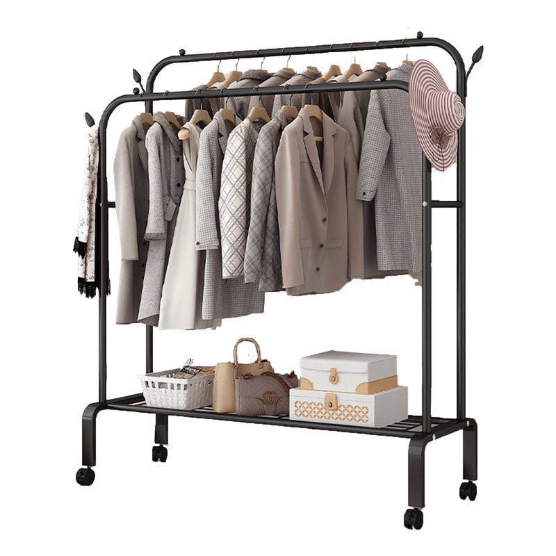 Double Clothes Rack Steel Garment Coat Hanger Stand Closet Shoes Storage Shelf