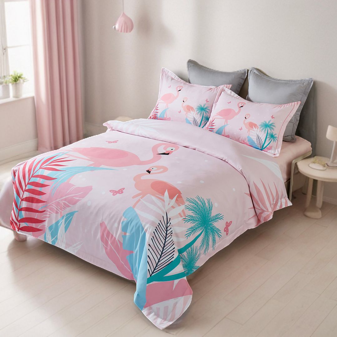 Flamingo Kids Quilt Cover Set - Single Size