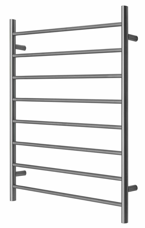 Premium Brushed Nickel Heated Towel Rack - 8 Bars, Round Design, AU Standard, 1000x850mm Wide