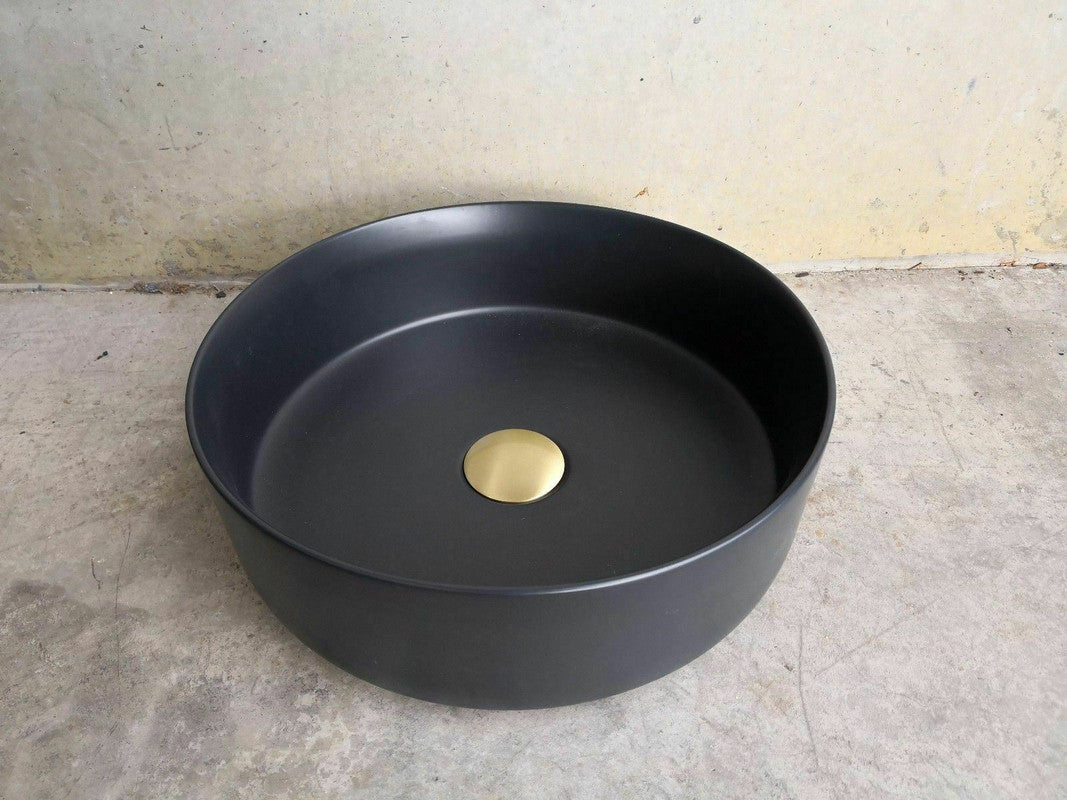 2023 Matte Black matte white matte Pink Green Gold Copper Round 360 mm Dia top counter basin porcelain sink