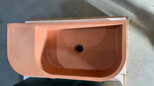 New Concrete Cement Wash Basin Counter Top Matte Clay Red Wall Hung Basin