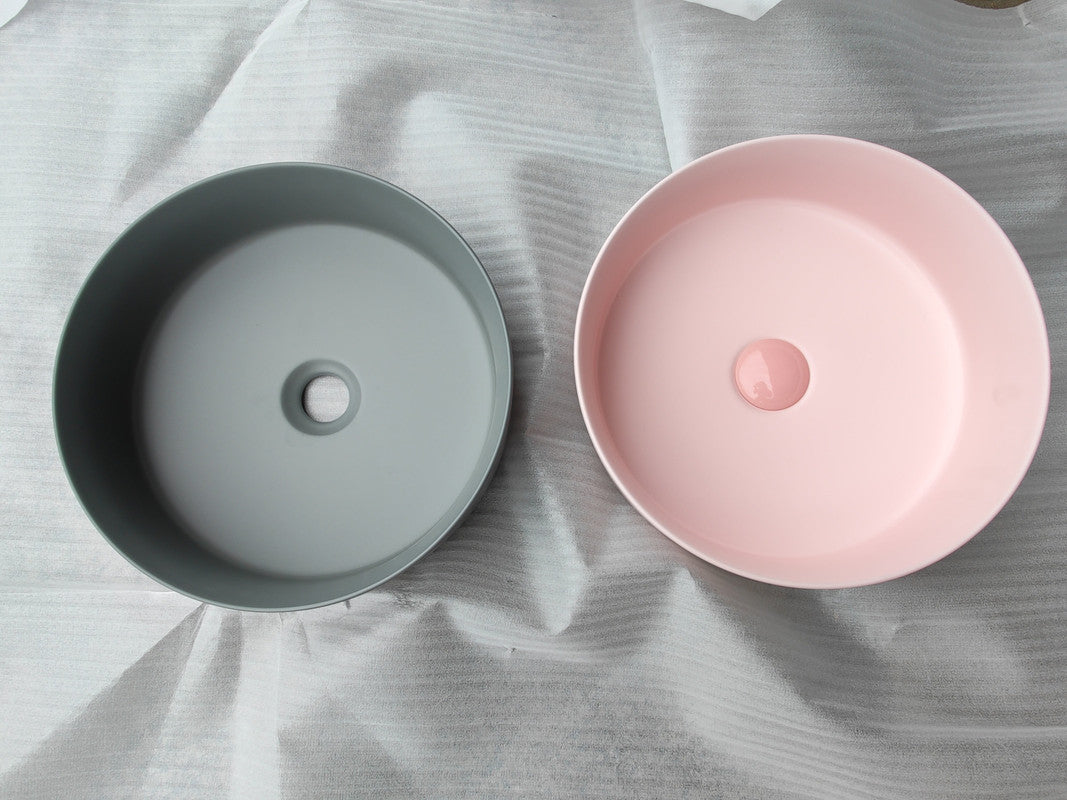 2020 Matte Pink Round 360 mm Dia top counter basin porcelain sink