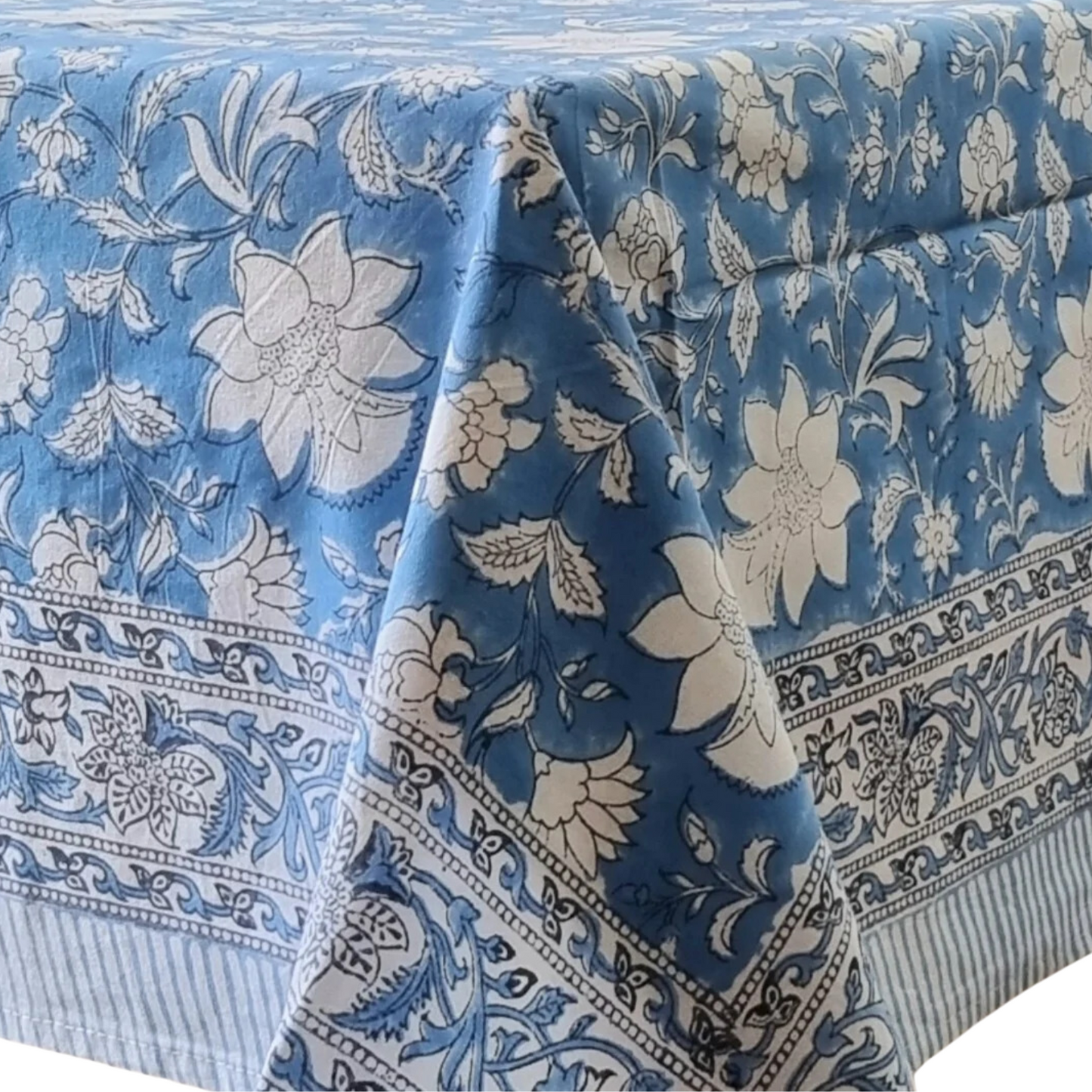 Rectangle Tablecloth Table Cover Flower Pattern Dining Table Cloth - Blue Bellflower