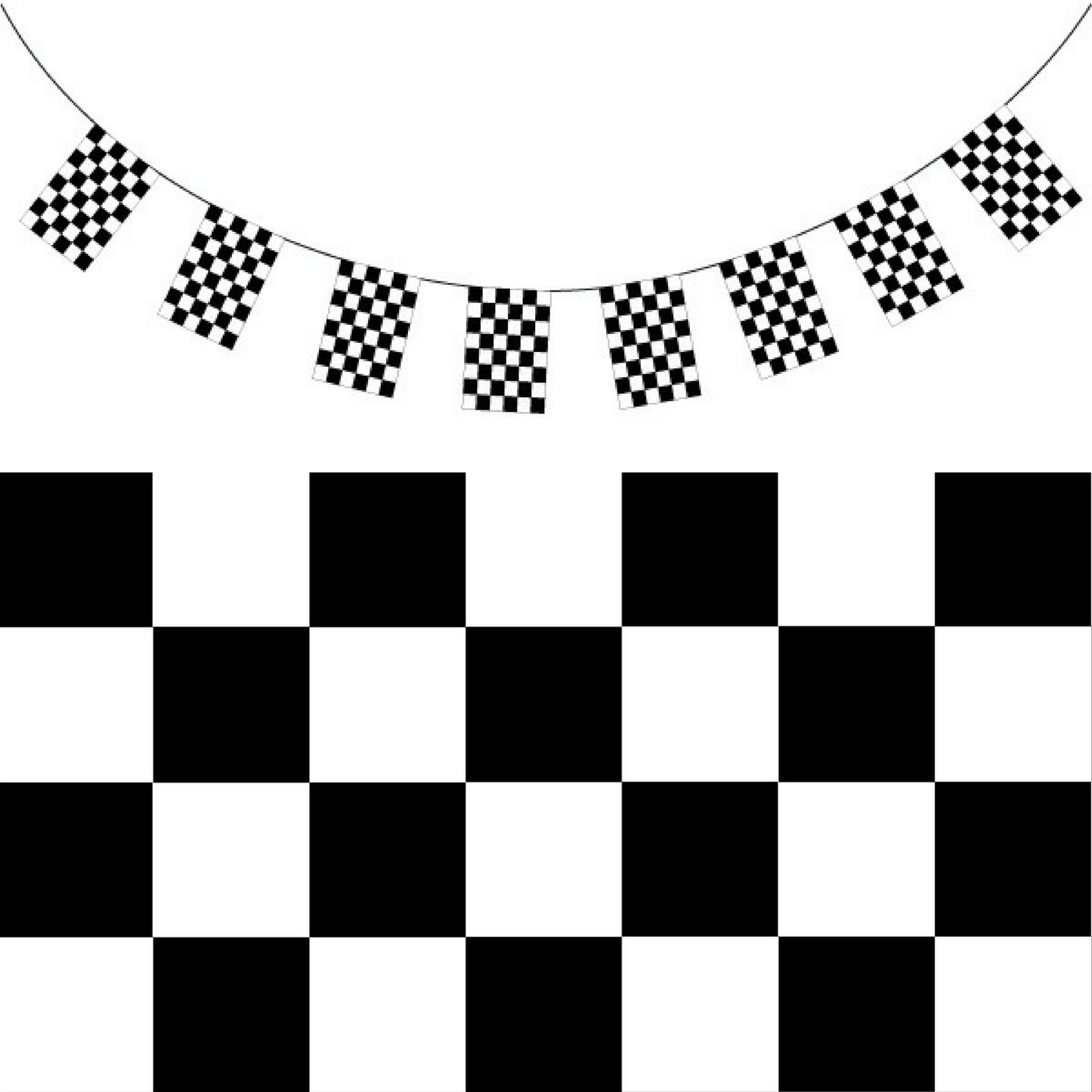 CHECKERED BUNTING FLAG Race Car Chequered Flag Banner Hanging Decoration Rectangular - 43.2 Metres