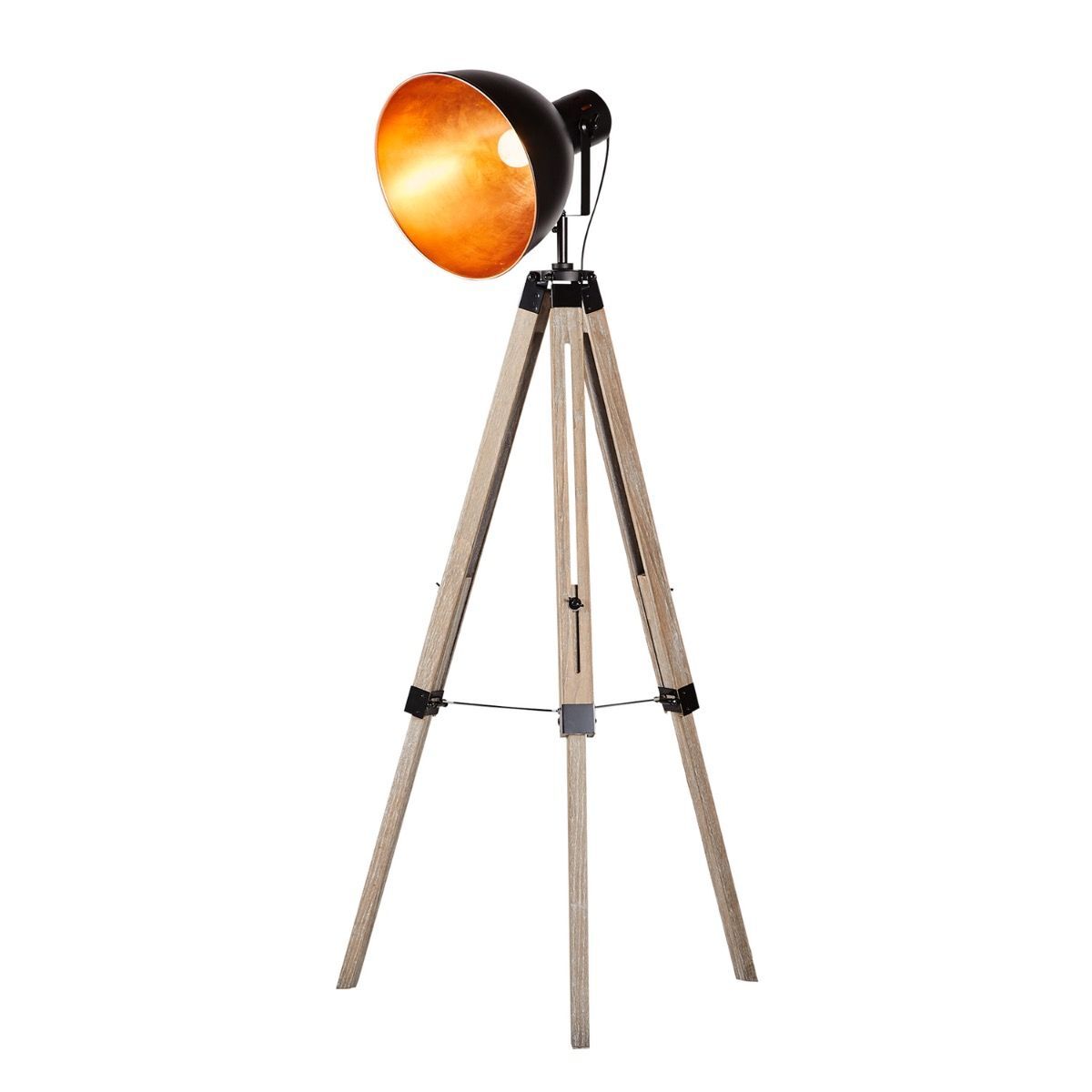 Havana Retro Large Tripod Floor Lamp Industrial Modern Adjustable Wood Frame Light