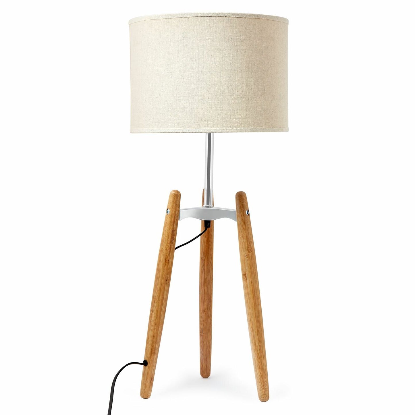 Table Lamp Bamboo Tripod 73cm Light Modern Vintage with Beige Shade