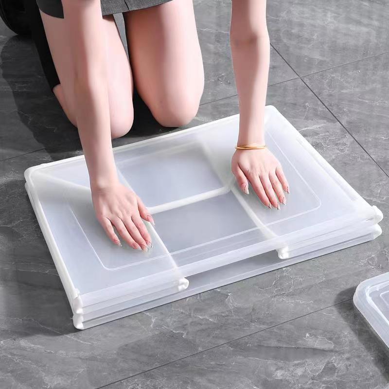 37 Litre Modular Clear Foldable Storage Box with Lid Plastic Tub Collapsible