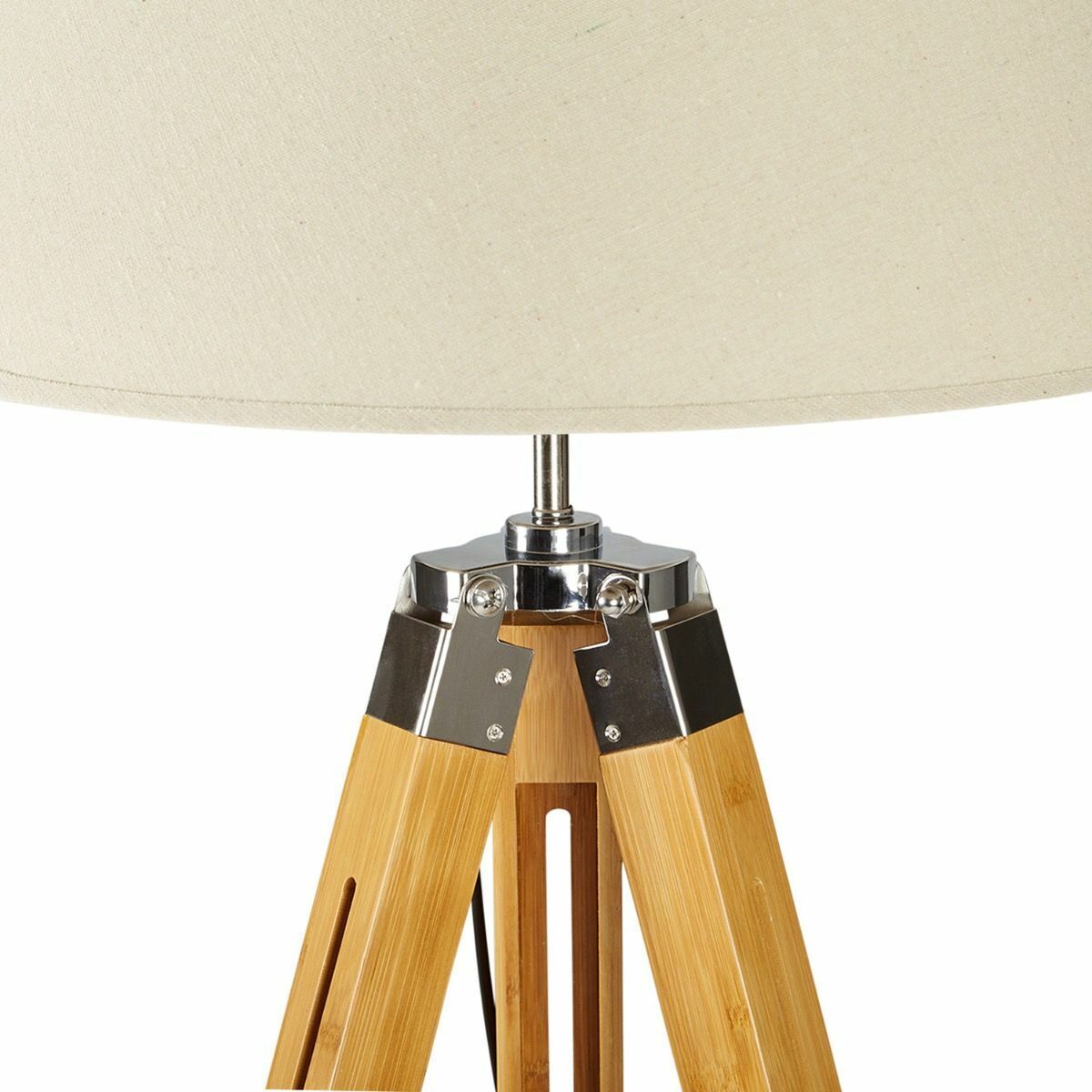 LARGE TRIPOD FLOOR LAMP Shade Modern Light Bamboo Vintage Wooden Retro