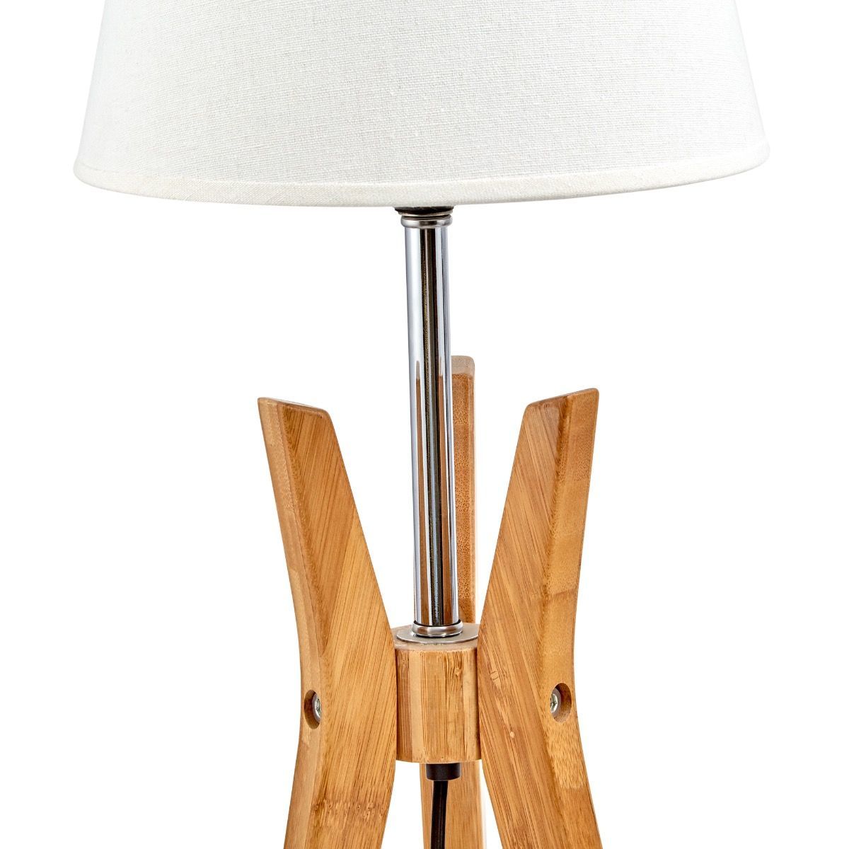 Bamboo Tripod Table Lamp Desk Modern Rustic Geo Light w Shade