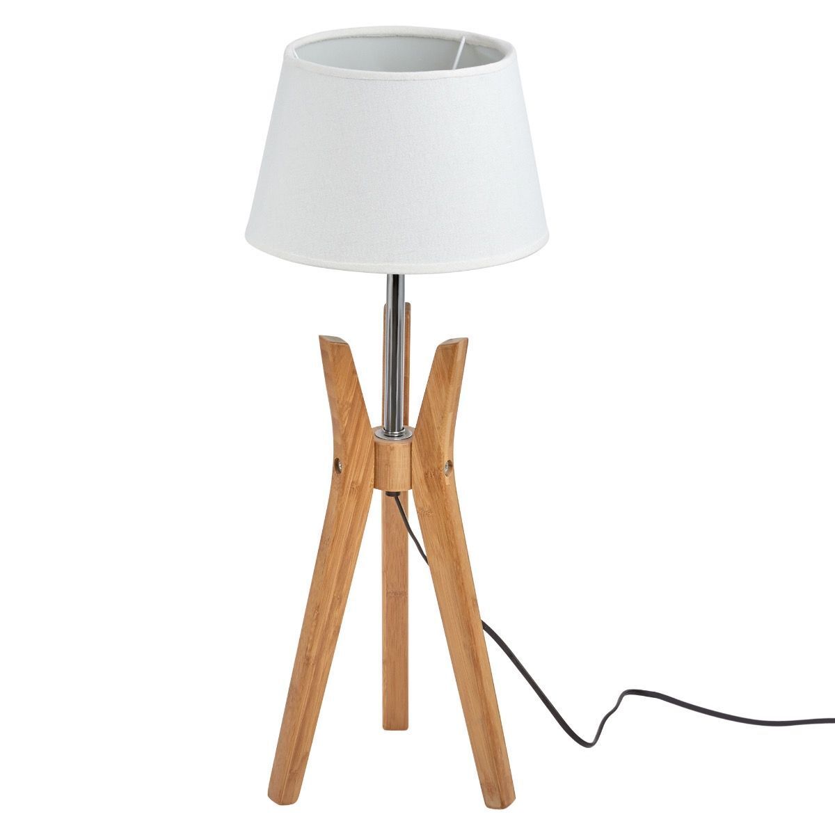 Bamboo Tripod Table Lamp Desk Modern Rustic Geo Light w Shade