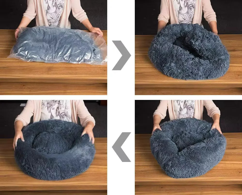 Medium-50cm Dark Gray PawfectFriend Dog Pet Cat Bed Plush Beds Large Donut Comfy Cushion Puppy Mat