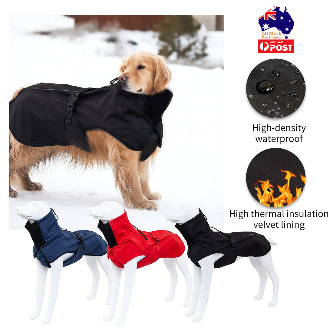 Pet Dog Raincoat Poncho Jacket Windbreaker Waterproof Clothes with Harness Hole-XS-Red