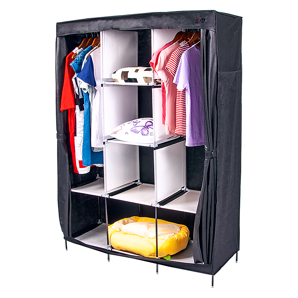 Large Portable Clothes Closet Canvas Wardrobe Storage Organizer with Shelves