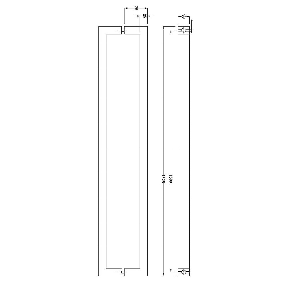 Entrance Door Pull Handle Brushed satin 1500mm