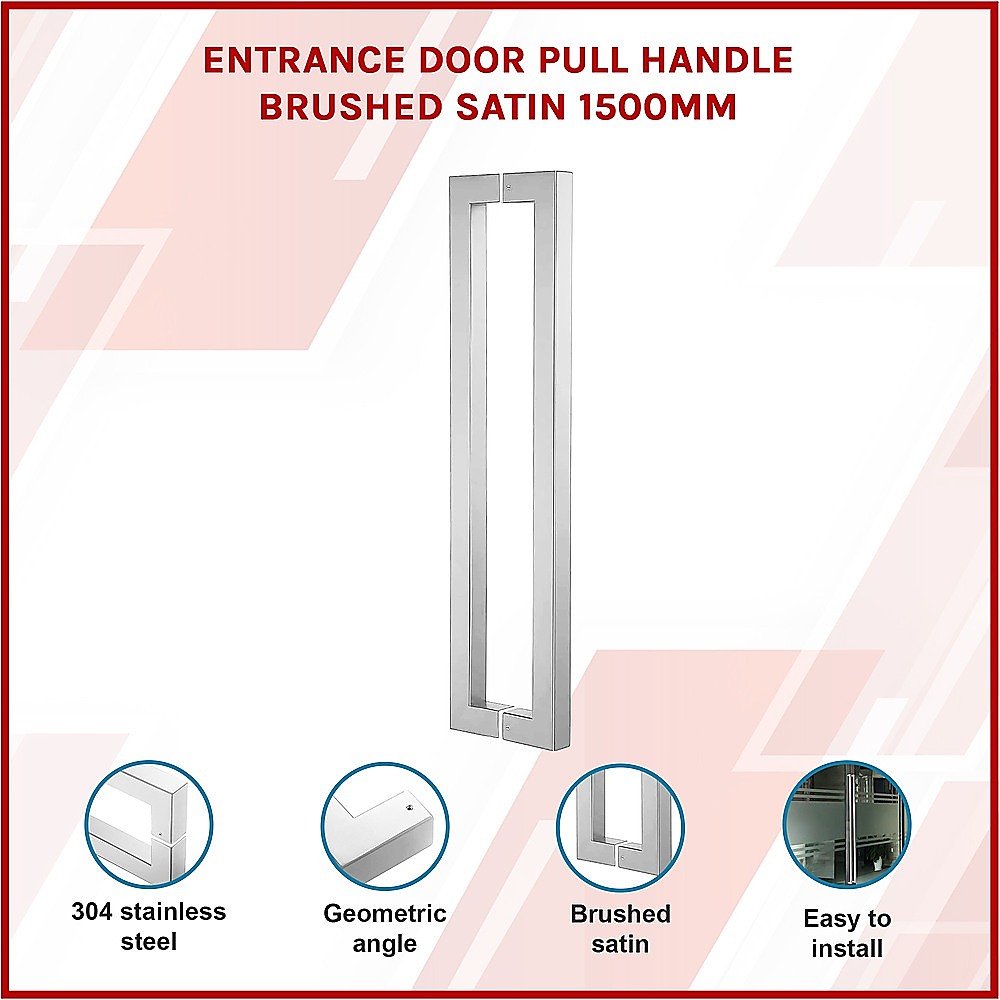 Entrance Door Pull Handle Brushed satin 1500mm