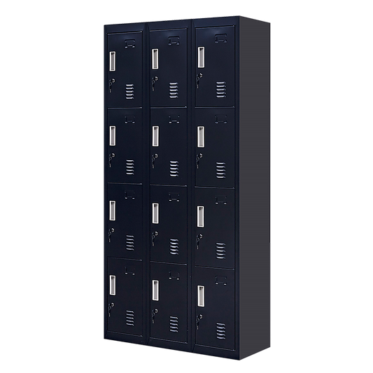 12-Door Locker for Office Gym Shed School Home Storage - Standard Lock with Keys