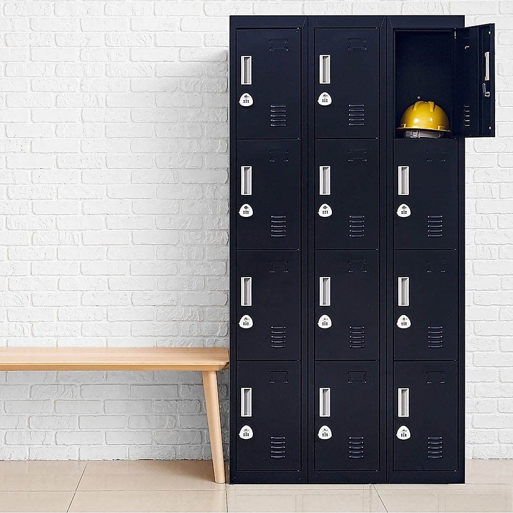 12-Door Locker for Office Gym Shed School Home Storage - 3-Digit Combination Lock