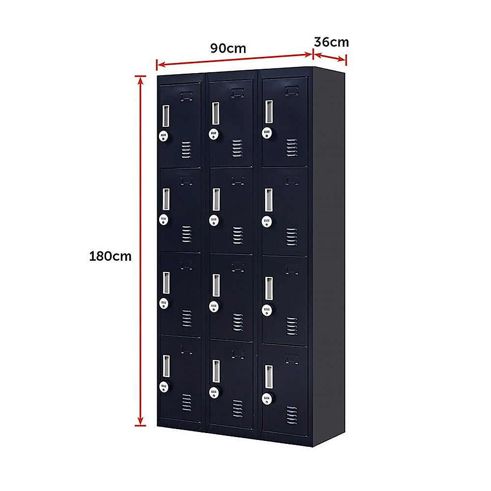 12-Door Locker for Office Gym Shed School Home Storage - 4-Digit Combination Lock