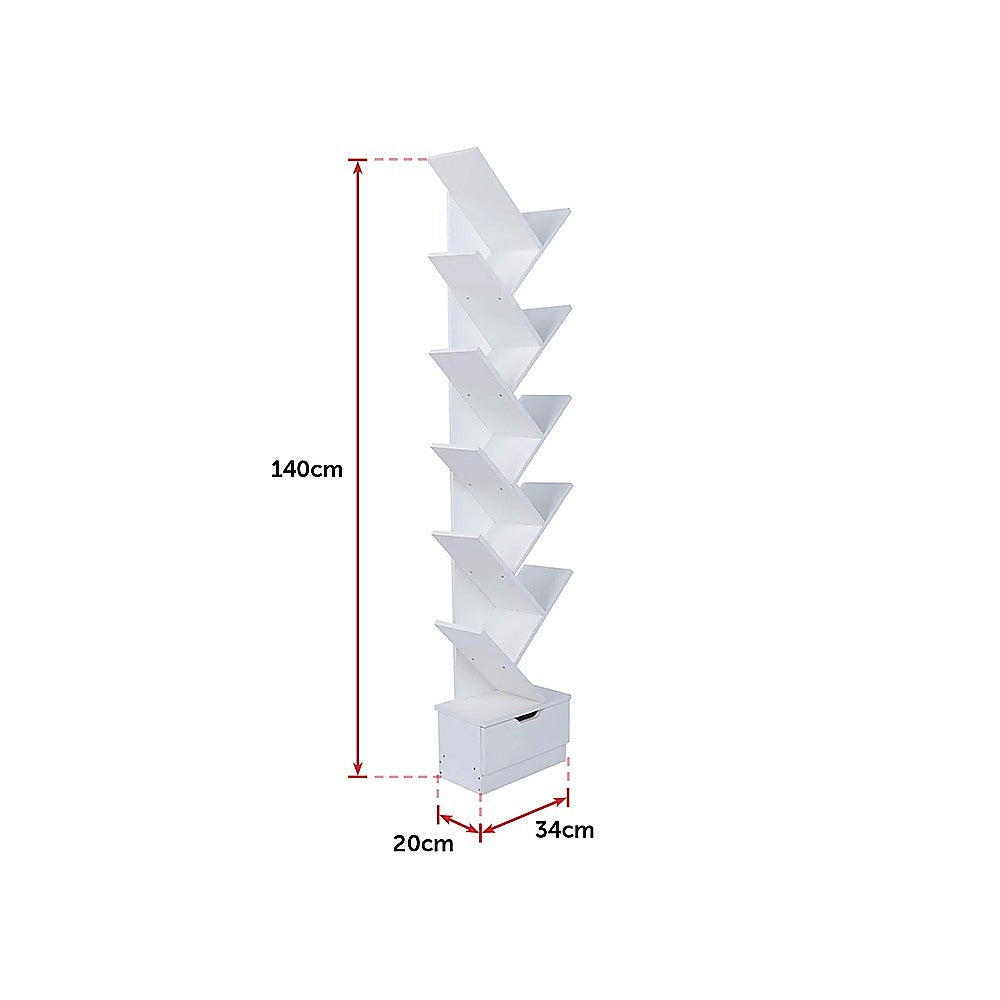 Tree Bookshelf Bookcase Book Organizer 12-Tier Multipurpose Shelf Display Racks
