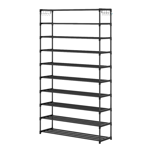 10 Tier Black Shoe Rack Metal Shoe Storage Organizer Rack 50-Pair Large Capacity