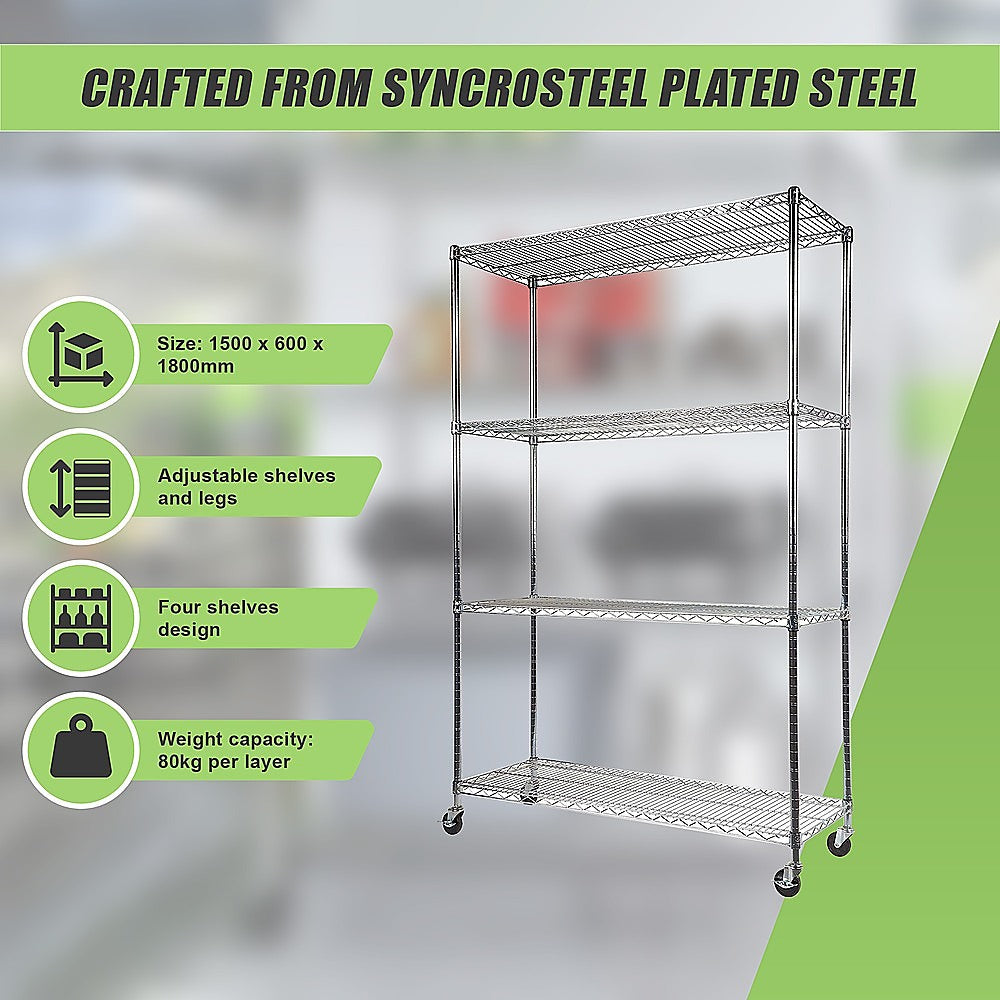 Modular Wire Storage Shelf 1500 x 600 x 1800mm Steel Shelving