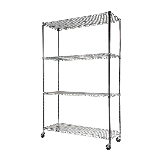 Modular Wire Storage Shelf 1500 x 450 x 1920mm Steel Shelving with Wheels