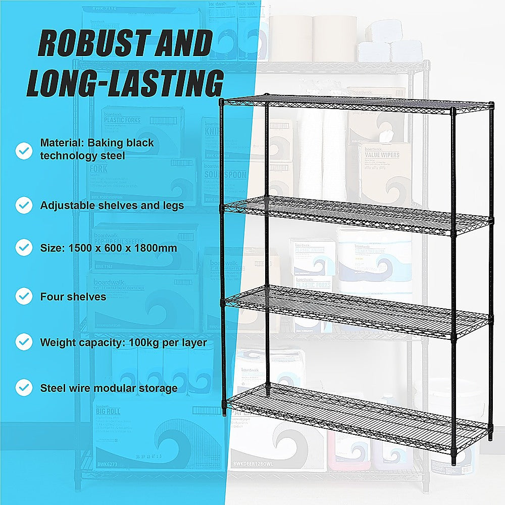 Modular Wire Storage Shelf 1200 x 600 x 1800mm Steel Shelving