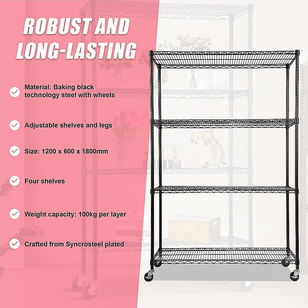 Modular Wire Storage Shelf 1200 x 600 x 1800mm Steel Shelving